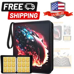 9 Pockets Trading Card Binder with 900 Double-Sided Pockets, PU Zipper Top Lo... - Image 1