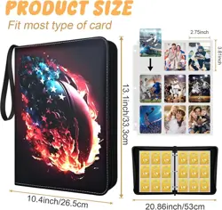 9 Pockets Trading Card Binder with 900 Double-Sided Pockets, PU Zipper Top Lo... - Image 3