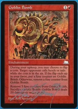 Goblin Bomb Weatherlight NM Red Rare SIGNED MAGIC MTG CARD (ID# 504787) ABUGames - Image 1