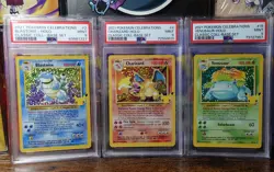 Charizard Celebrations PSA 9 + Blastoise & Venusaur Trio Pokemon Cards Graded - Image 1