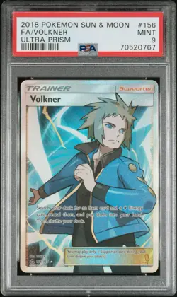 Pokemon! PSA 9 Volkner 156/156 - Sun & Moon - Ultra Prism - Mint - Image 1