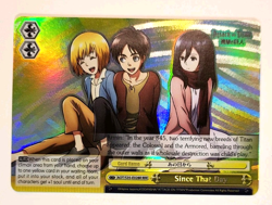Weiss Schwarz - Attack on Titan - Since That Day RRR Mikasa Eren Armin Holo Card - Image 1