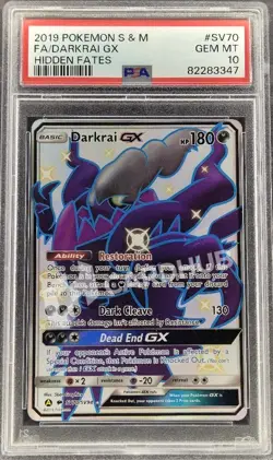 CARTA POKEMON DARKRAI GX SV70 HIDDEN FATES PSA 10 CARD ENG GRADATO - Image 1