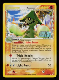 Pokemon Card Cacturne 15/100 Crystal Guardians Reverse Holo Foil Rare NM 2006 - Image 1