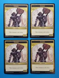MTG 4x Citizen Token x4 NM War of the Spark Magic 2/2 All Colors Playset - Image 1