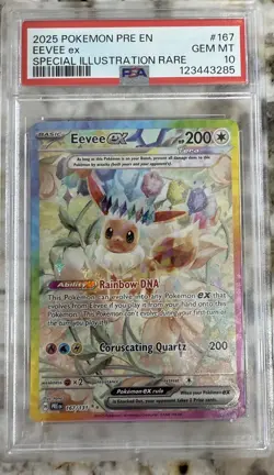 2025 POKEMON PRE EN-PRISMATIC EVOLUTIONS #167 EEVEE EX PSA 10 - Image 1
