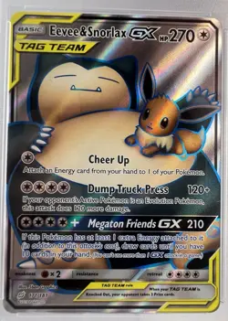 EEVEE AND SNORLAX GX Full Art Holo #171/181 2019 Pokemon Sun & Moon PSA 9 - Image 2