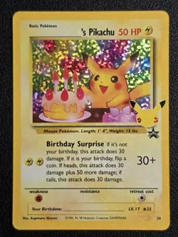 Pokemon Celebrations Classic Collection Birthday Surprise Pikachu #24 NM-Mint - Image 1