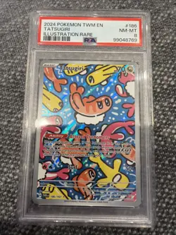 2024 Pokemon Twighlight Masquerade Tatsugiri Illustration Rare 186/167 PSA 8 - Image 1