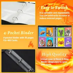 Pokemon Card Binder Holder Dual Fits 400 Cards w/50 Removable Sleeves BRAND NEW - Image 4