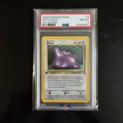 1999 Pokemon Fossil Ditto Holo 1st Edition PSA 8 Graded Card - Image 1