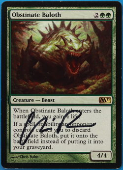 Obstinate Baloth Magic 2011 / M11 NM Green Rare SIGNED CARD (504836) ABUGames - Image 1