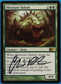 Obstinate Baloth Magic 2011 / M11 NM Green Rare SIGNED CARD (504834) ABUGames - Image 1