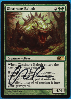 Obstinate Baloth Magic 2011 / M11 NM Green Rare SIGNED CARD (504833) ABUGames - Image 1