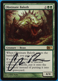 Obstinate Baloth Magic 2011 / M11 NM Green Rare SIGNED CARD (504835) ABUGames - Image 1