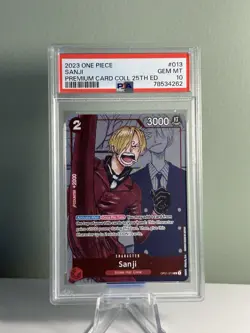 2023 ONE PIECE PREM BANDAI PREMIUM CARD COLL 25TH ED #013 SANJI PSA 10 - Image 1
