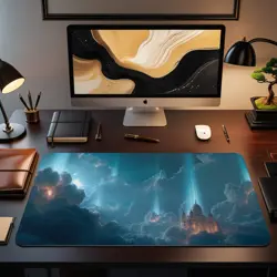 Glowing Celestial City Fantasy Sky Temple - MTG Playmat - Image 2