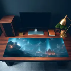Glowing Celestial City Fantasy Sky Temple - MTG Playmat - Image 3