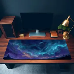 Glowing Blue & Purple Starry Nebula Fantasy Sky - MTG Playmat - Image 3