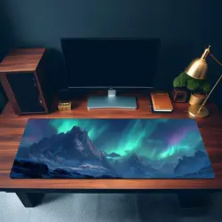 Aurora Borealis Over Snowy Fantasy Mountain Landscape - MTG Playmat - Image 3