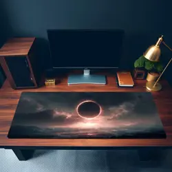 Dark Total Eclipse Over Fantasy Landscape with Mountains - MTG Playmat - Image 3