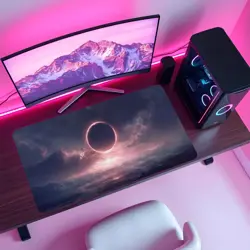 Dark Total Eclipse Over Fantasy Landscape with Mountains - MTG Playmat - Image 4