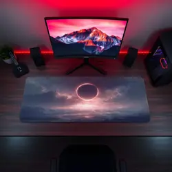 Dark Total Eclipse Over Fantasy Landscape with Mountains - MTG Playmat - Image 5