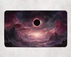 Total Eclipse Over Fantasy Battlefield with Glowing Sky - MTG Playmat - Image 1