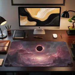 Total Eclipse Over Fantasy Battlefield with Glowing Sky - MTG Playmat - Image 2