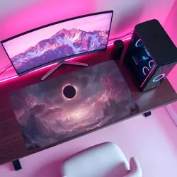 Total Eclipse Over Fantasy Battlefield with Glowing Sky - MTG Playmat - Image 4