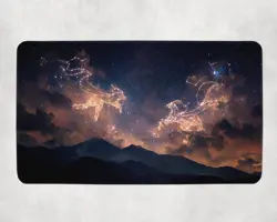 Celestial Night Sky Duel Fantasy Constellation Battle Art - MTG Playmat - Image 1