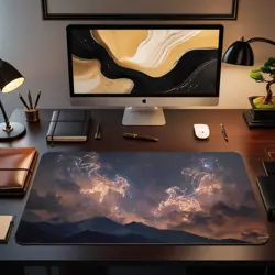 Celestial Night Sky Duel Fantasy Constellation Battle Art - MTG Playmat - Image 2