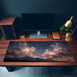 Celestial Night Sky Duel Fantasy Constellation Battle Art - MTG Playmat - Image 3