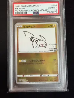 Pikachu - 208/S-P Yu Nagaba Reverse Holo Sketch Japanese PSA 10 Pokemon - Image 1