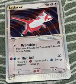 Latias ex Ultra Rare Holo Ex Dragon 93/97 Pokemon TCG 2003 HP-Damaged Has Crease - Image 2