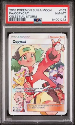 Pokemon Card PSA 8 Copycat Full Art 163/168 FA Celestial Storm Trainer 2018 - Image 1