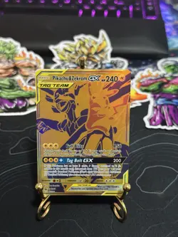 2021 Pikachu & Zekrom GX Tag Team Gold Black Star Promo Pokemon Card NM - Image 1