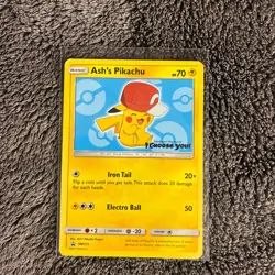 Ash's Pikachu SM113 Sun & Moon Black Star Promo Card Pokemon TCG LP Light Play - Image 1