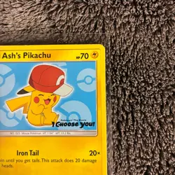 Ash's Pikachu SM113 Sun & Moon Black Star Promo Card Pokemon TCG LP Light Play - Image 4