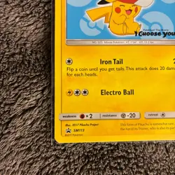 Ash's Pikachu SM113 Sun & Moon Black Star Promo Card Pokemon TCG LP Light Play - Image 5
