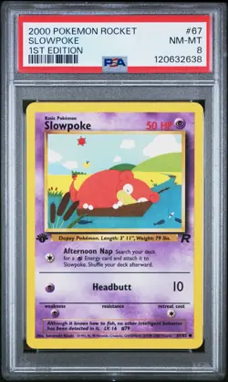PSA 8 - Slowpoke - #67 - 1st Edition - Team Rocket - Pokemon Card - Image 1