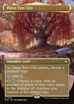MTG Bloomburrow BORDERLESS R Three Tree City #0339 AUTUMN - Image 1