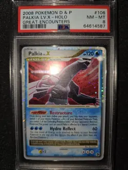 2008 POKEMON DIAMOND & PEARL GREAT ENCOUNTERS #106 PALKIA LV.X-HOLO PSA 8 NO 9 - Image 1