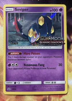 Seviper - SM46 - STAFF Prerelease Promo Lightly Played Pokemon SM Black Star - Image 1