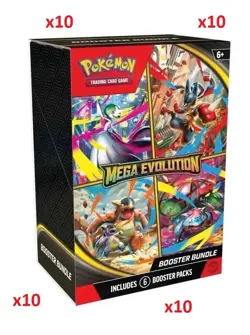 10 Pokemon Trading Card Game: Mega Evolution Booster Bundle - 6 Packs LOT OF 10! - Image 1