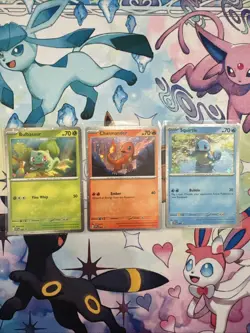 Pokemon 151 Promo Starter Cards Charmander, Squirtle, Bulbasaur Cosmos Holo NM - Image 1