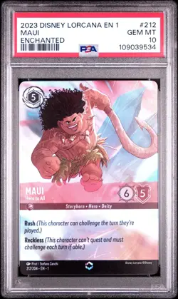 Disney Lorcana ✨ Maui Hero To All Enchanted ✨ #212 PSA 10 Gem Mint - Image 1