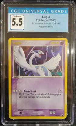 Lugia 29/115 EX Unseen Forces Reverse Holo Rare CGC 5.5 Excellent+ Pokemon TCG - Image 1