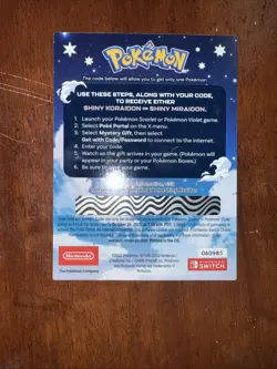 Shiny Miraidon Koraidon Code GameStop Pokemon - Physical PROMO Card- Unused Code - Image 2