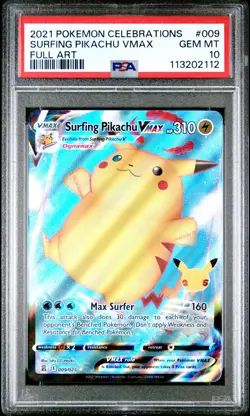 2021 Pokemon Surfing Pikachu VMAX - Celebrations - 009/025 - PSA 10 GEM MINT - Image 3
